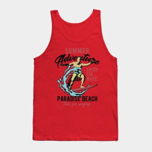 Paradise Beach summer surfer design vintage Tank Top